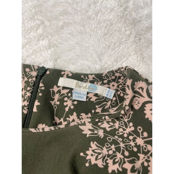 Boden Short Sleeve Sheath Floral Dress 6 Long 6L Green Zip Back Cotton Stretch - Picture 4 of 5